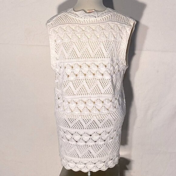 Vintage Fifty Seventh Street East White Knit Vest S - Picture 7 of 9
